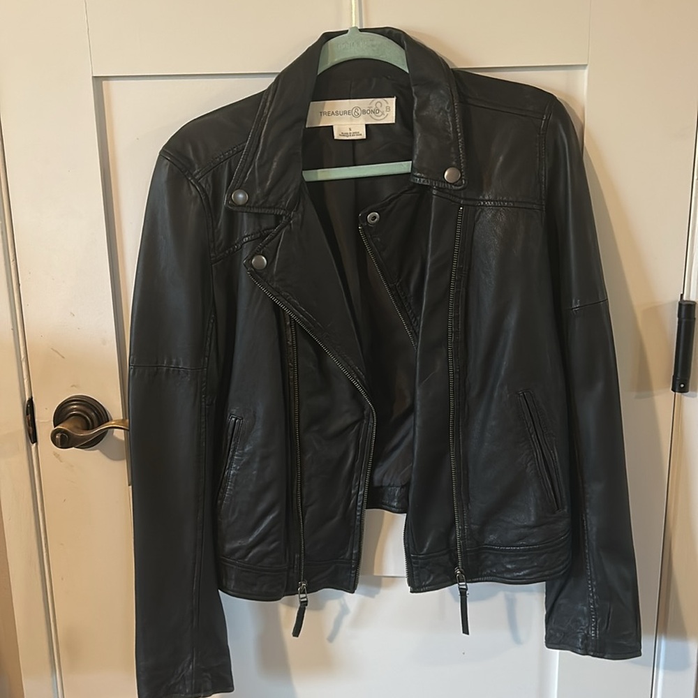 Treasure & Bond Women's Black Leather Jacket